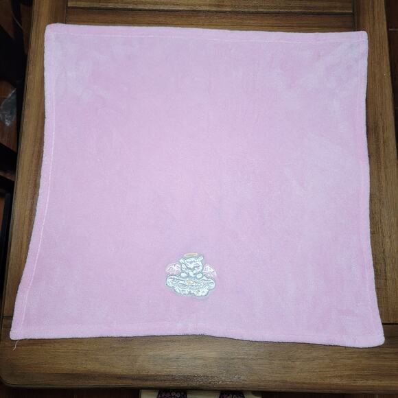 Baby Starters Pink Infant Blanket w/ Angel Bear "Bless Our Baby" - 30" x 30" - Picture 1 of 6